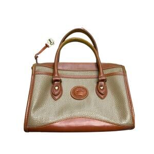 Vintage Dooney & Bourke Two-tone Brown & Grey Genuine Leather Satchel Handbag